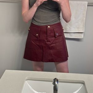 Burgundy leather Zara mini skirt
